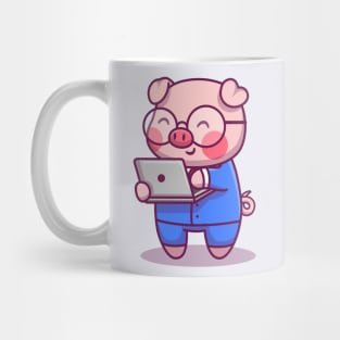 Cute Pig Businessman With Laptop Mug